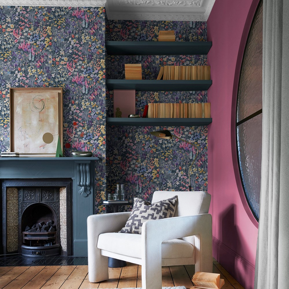 Cottage Garden Wallpaper 124110 by Graham & Brown in Midnight Blue